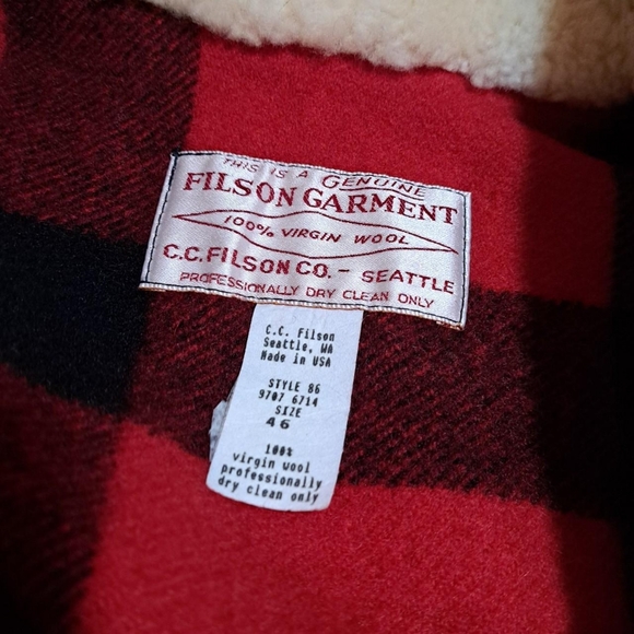 Vintage Filson Mackinaw Wool Shearling Packer Coat Size 46 Made in USA - Picture 5 of 8